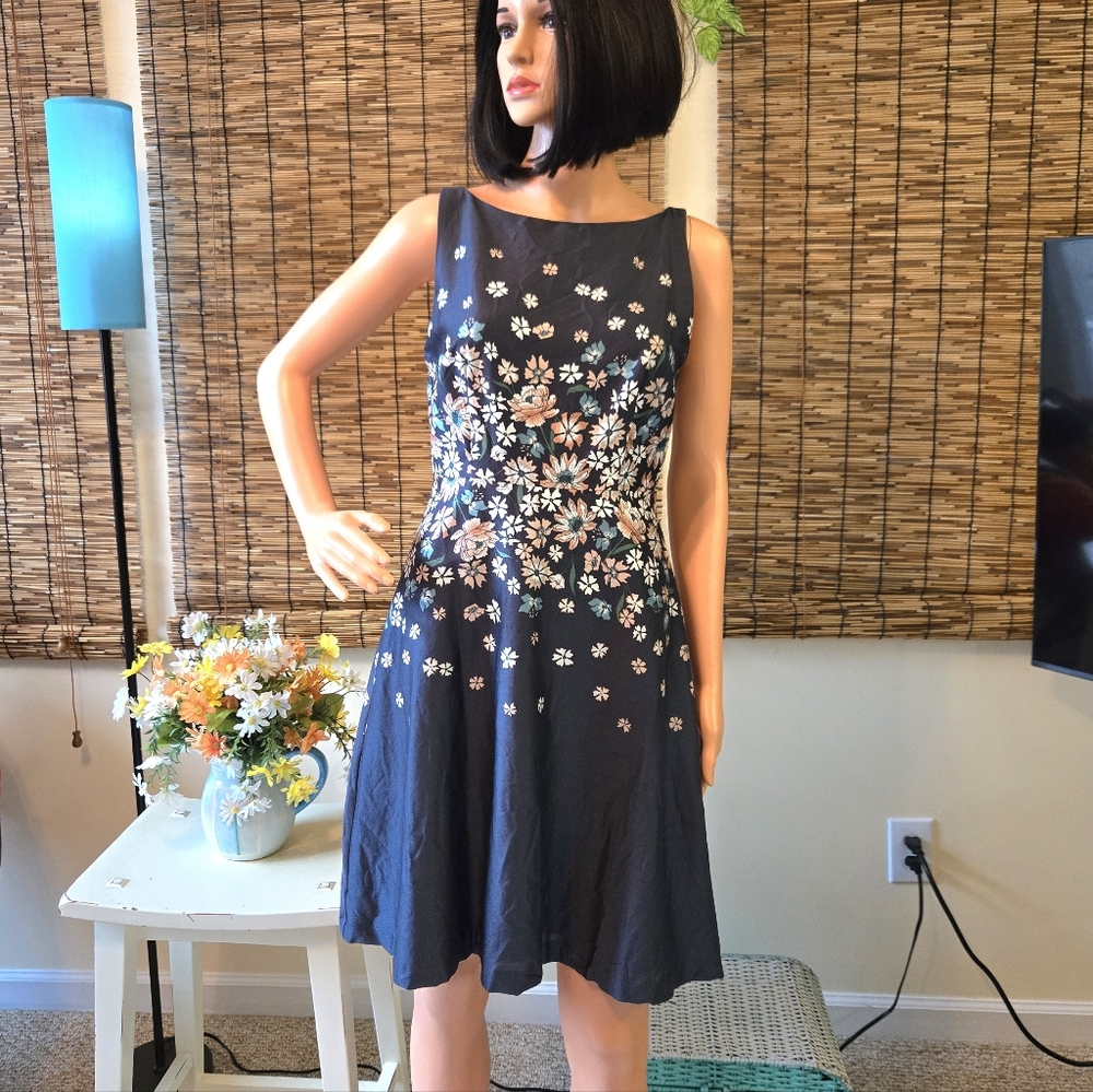 LOFT Floral Sleeveless Fit and Flare Dress